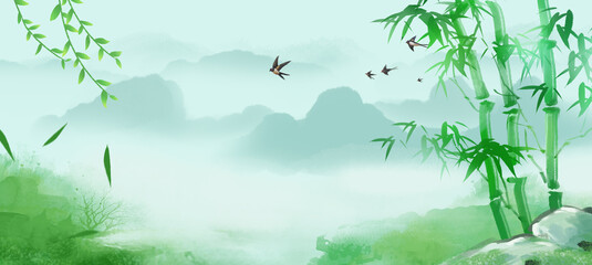 Spring green background illustration