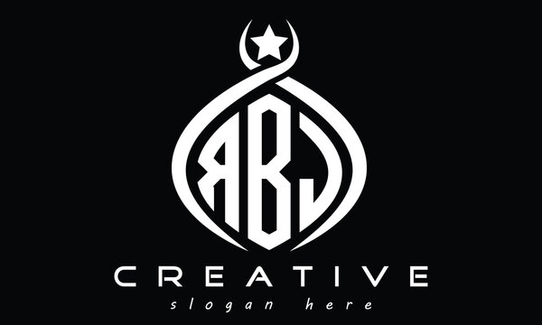 RBJ three Letters creative curved oval circle geometric minimalist modern vector logo design