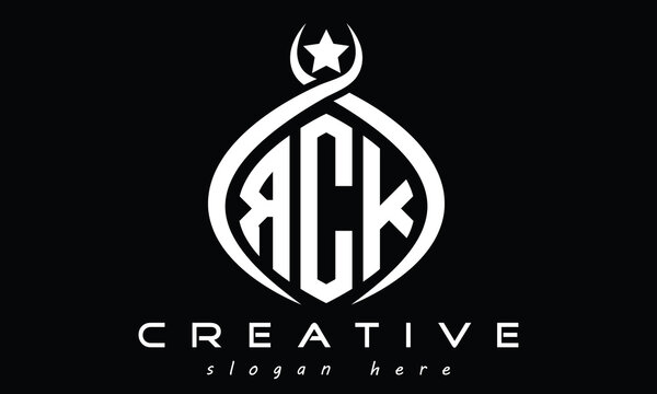 RCK three Letters creative curved oval circle geometric minimalist modern vector logo design