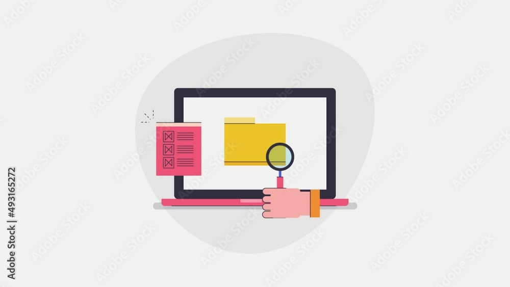 Aufkleber searching personal document, folder on computer. internet data browsing, scanning online database, s
