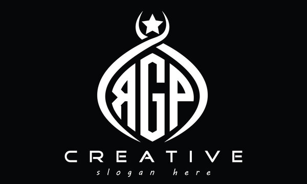 RGP three Letters creative curved oval circle geometric minimalist modern vector logo design