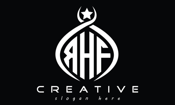 RHF three Letters creative curved oval circle geometric minimalist modern vector logo design