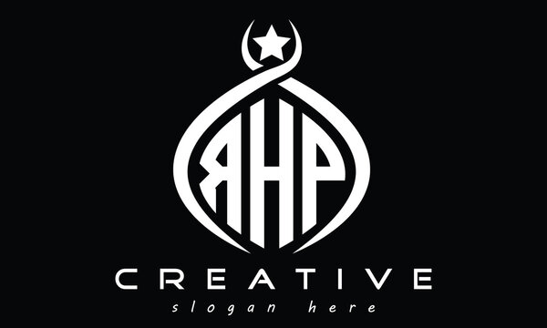 RHP three Letters creative curved oval circle geometric minimalist modern vector logo design