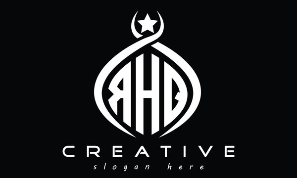 RHQ three Letters creative curved oval circle geometric minimalist modern vector logo design