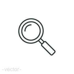 Magnifying glass line icon. Simple outline style. vector sign, linear pictogram isolated on white background. Logo illustration design. Editable stroke EPS 10.