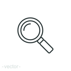 Magnifying glass line icon. Simple outline style. vector sign, linear pictogram isolated on white background. Logo illustration design. Editable stroke EPS 10.