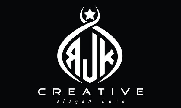 RJK three Letters creative curved oval circle geometric minimalist modern vector logo design