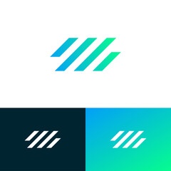 Futuristic tech logo design concept. Sound company brand logomark illustration. Can representing music, fintech, data.