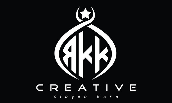 RKK three Letters creative curved oval circle geometric minimalist modern vector logo design