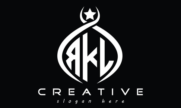 RKL three Letters creative curved oval circle geometric minimalist modern vector logo design