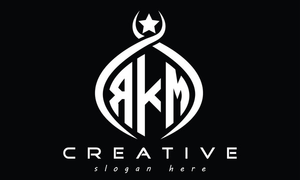 RKM three Letters creative curved oval circle geometric minimalist modern vector logo design