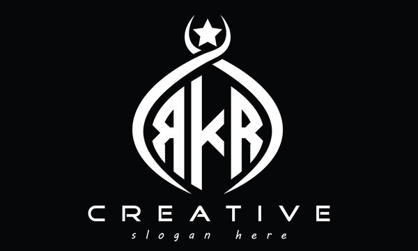 RKR three Letters creative curved oval circle geometric minimalist modern vector logo design