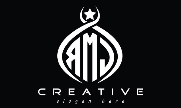 RMJ three Letters creative curved oval circle geometric minimalist modern vector logo design