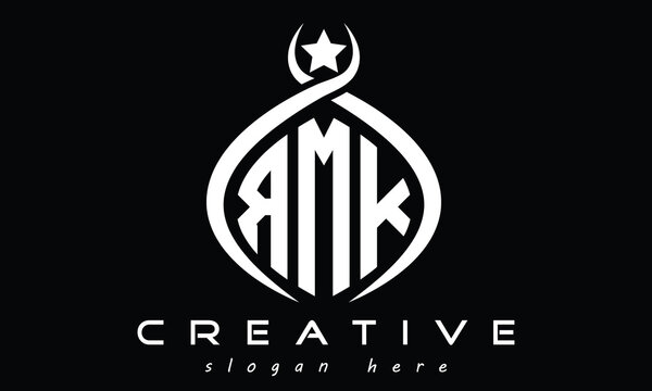 RMK three Letters creative curved oval circle geometric minimalist modern vector logo design