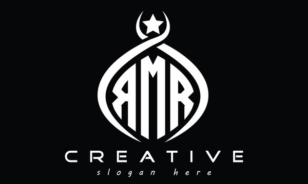 RMR three Letters creative curved oval circle geometric minimalist modern vector logo design