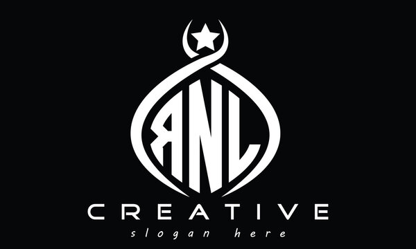 RNL three Letters creative curved oval circle geometric minimalist modern vector logo design