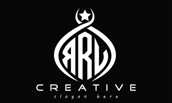 RRV three Letters creative curved oval circle geometric minimalist modern vector logo design