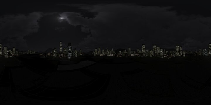 night city 360 HDRI. environment, panorama, 3d rendering