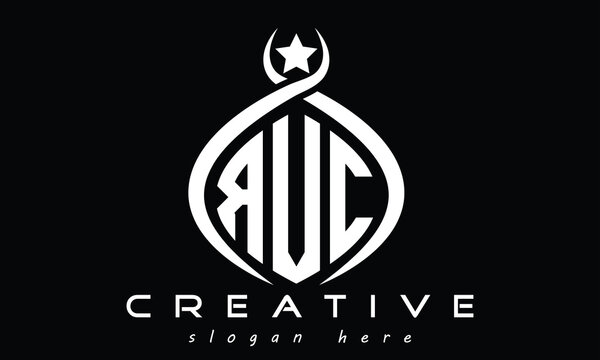 RVC three Letters creative curved oval circle geometric minimalist modern vector logo design