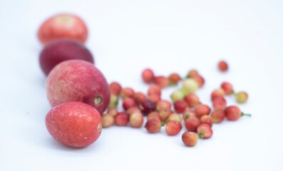 Group of berries isolated on white background