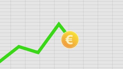 Euro price graph rising. 2D animation.