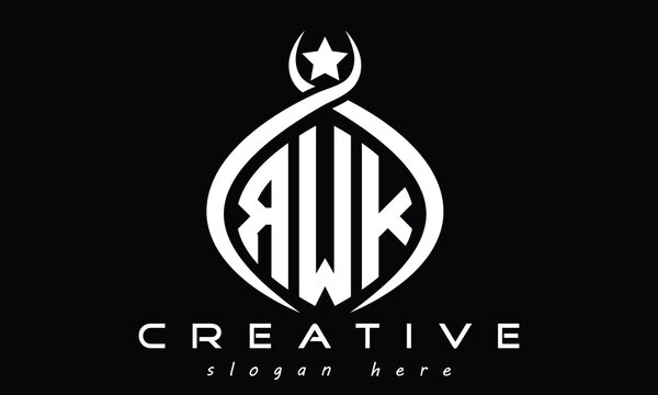 RWK three Letters creative curved oval circle geometric minimalist modern vector logo design