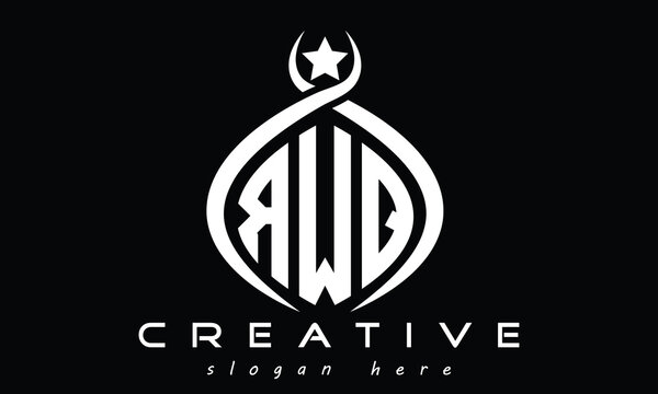 RWQ three Letters creative curved oval circle geometric minimalist modern vector logo design