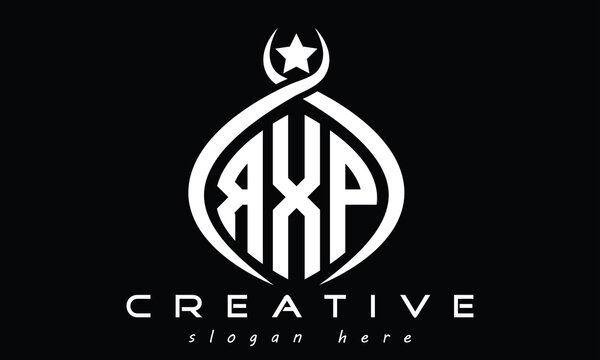 RXP three Letters creative curved oval circle geometric minimalist modern vector logo design