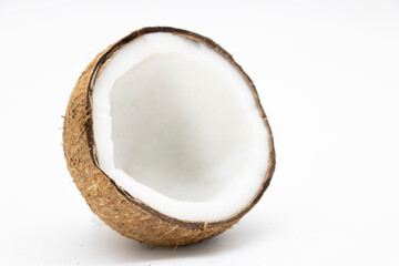 Coconut half isolated on white background