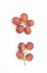 fresh red grapes display on white background,