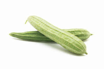 two Angled luffa or Ridge gourd isolated on white background.