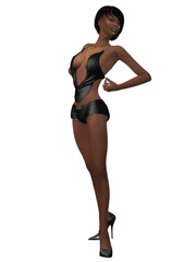 3d illustration of a pretty woman in a sexy outfit 