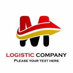 Letter m with arrow. suitable for transporation, logistic, delivery, agency