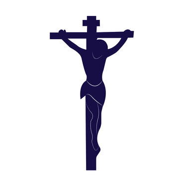 illustration with crucifixion of jesus on cross isolated on white background