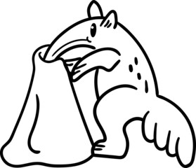 Anteater cartoon drawing for coloring book
