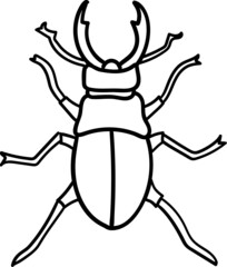 Stag beetle cartoon drawing for coloring book