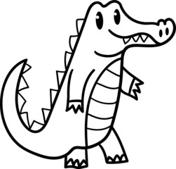 Crocodile cartoon drawing for coloring book