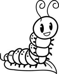 Caterpillar cartoon drawing for coloring book