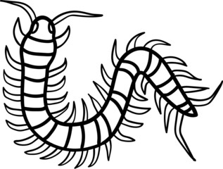 Centipede cartoon drawing for coloring book