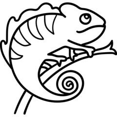 Chameleon cartoon drawing for coloring book