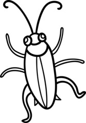 Cockroach cartoon drawing for coloring book