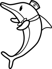 Dolphin cartoon drawing for coloring book