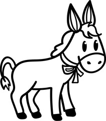 Donkey cartoon drawing for coloring book