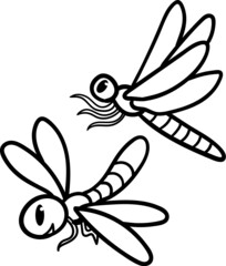 Dragonfly cartoon drawing for coloring book