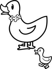 Duck cartoon drawing for coloring book