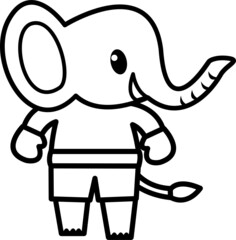 Elephant in Thai Boxing shorts cartoon drawing