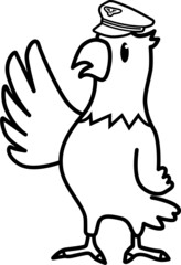 Eagle cartoon drawing for coloring book