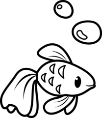 Goldfish cartoon drawing for coloring book