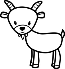 Goat cartoon drawing for coloring book