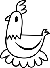 Hen cartoon drawing for coloring book